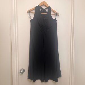 Evan Picone Black Sleeveless Twist-Front Midi Dress